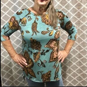 Sew In Love Teal Floral Paisley Knit Tunic